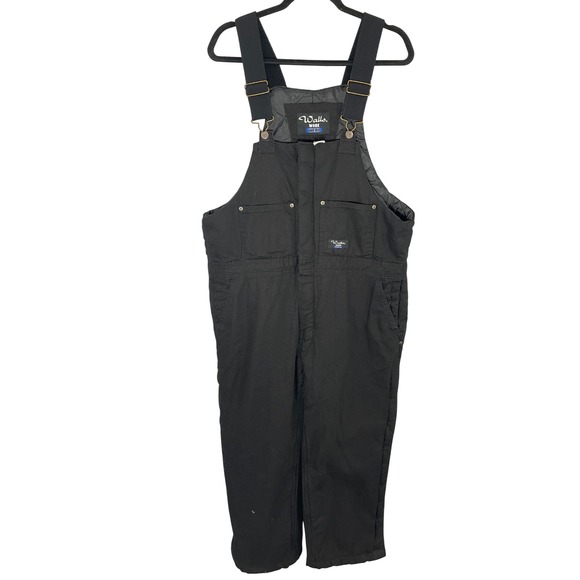 Walls Workwear Adult Insulated Bib Overalls Black‎ Quilted L Canvas Short 36-40 - Picture 1 of 15
